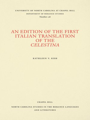 cover image of An Edition of the First Italian Translation of the Celestina